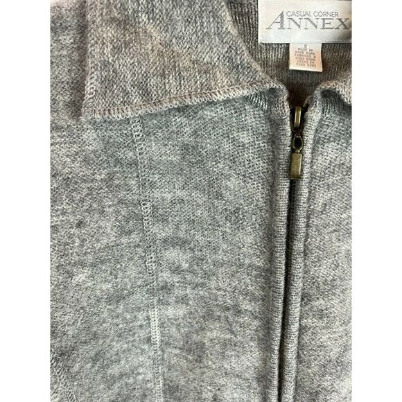 CASUAL CORNER ANNEX vintage wool full zip collared gray cardigan sweater S - Picture 3 of 7